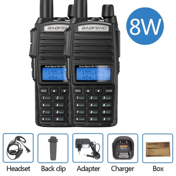 Baofeng UV 82 Walkie-Talkie 8W 8-10KM (2 Pieces)