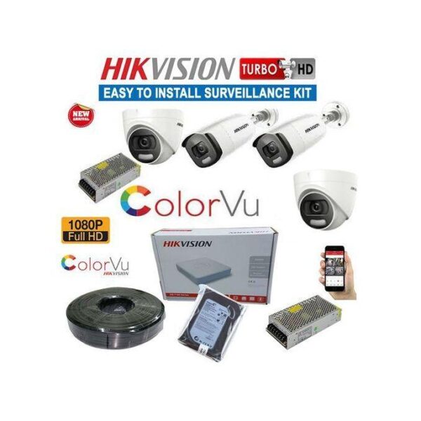 Hikvision ColorVu CCTV Camera 4 Channel Full Kit