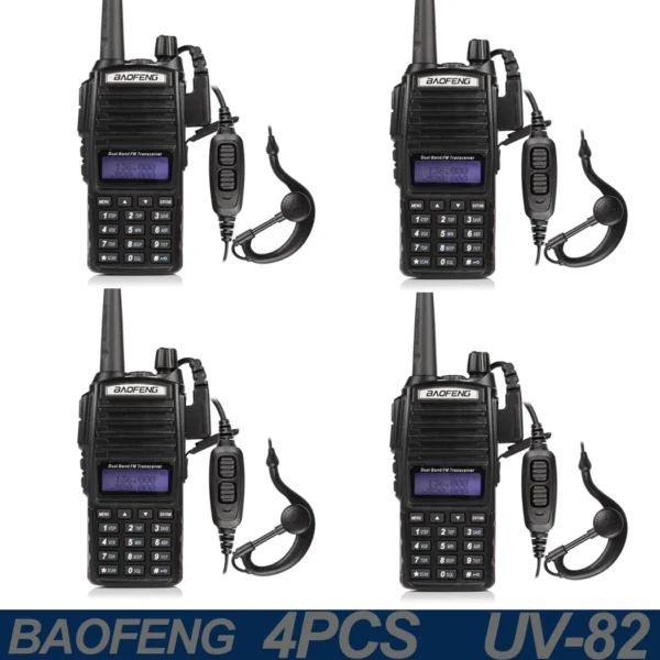 Baofeng Dual Band UV82 UHF/VHF 5-8KM Walkie Talkie (4 pieces)