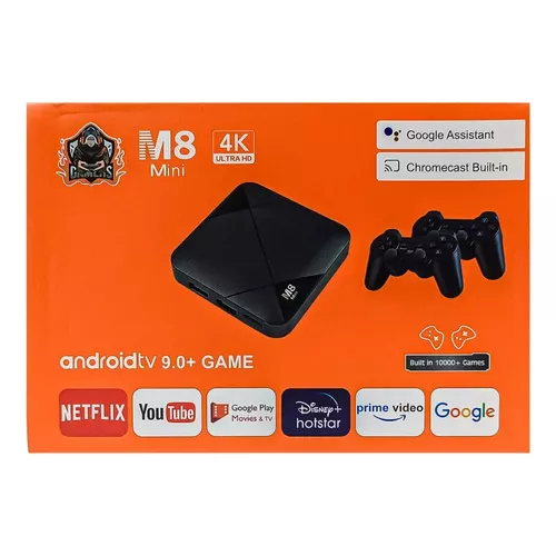TV Box Retro M8 Mini 4K Ultra HD Android TV 9.0 + Game Color Black