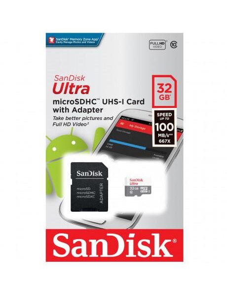 San Disk Ultra MicroSD Card 32GB up to 100Mbps