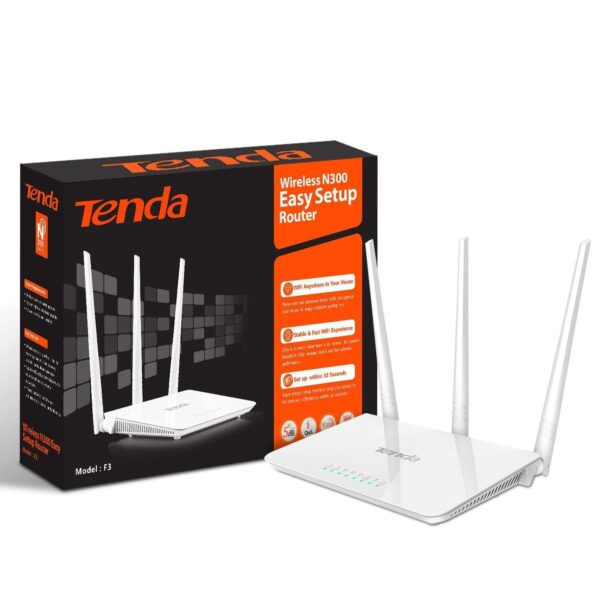 Tenda N300 Wi-Fi Router with High Power 5dBi Antennas (F3)