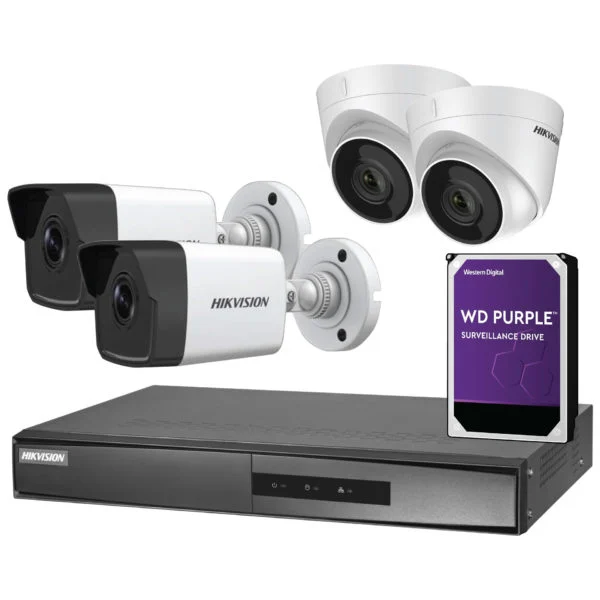 HIKvision NVR 4 Channel Kit. (4pcs 2MP IP cameras, 4 channel NVR, 1TB HDD)
